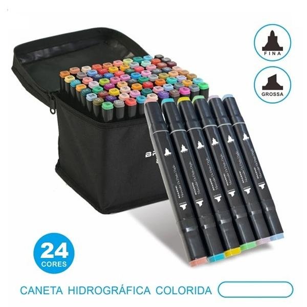ESTOJO COM 24 CORES - CANETA HIDROGRÁFICA COLORIDA - Imagem 2
