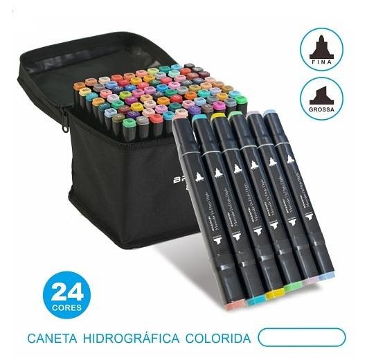 ESTOJO COM 24 CORES - CANETA HIDROGRÁFICA COLORIDA - Imagem 3