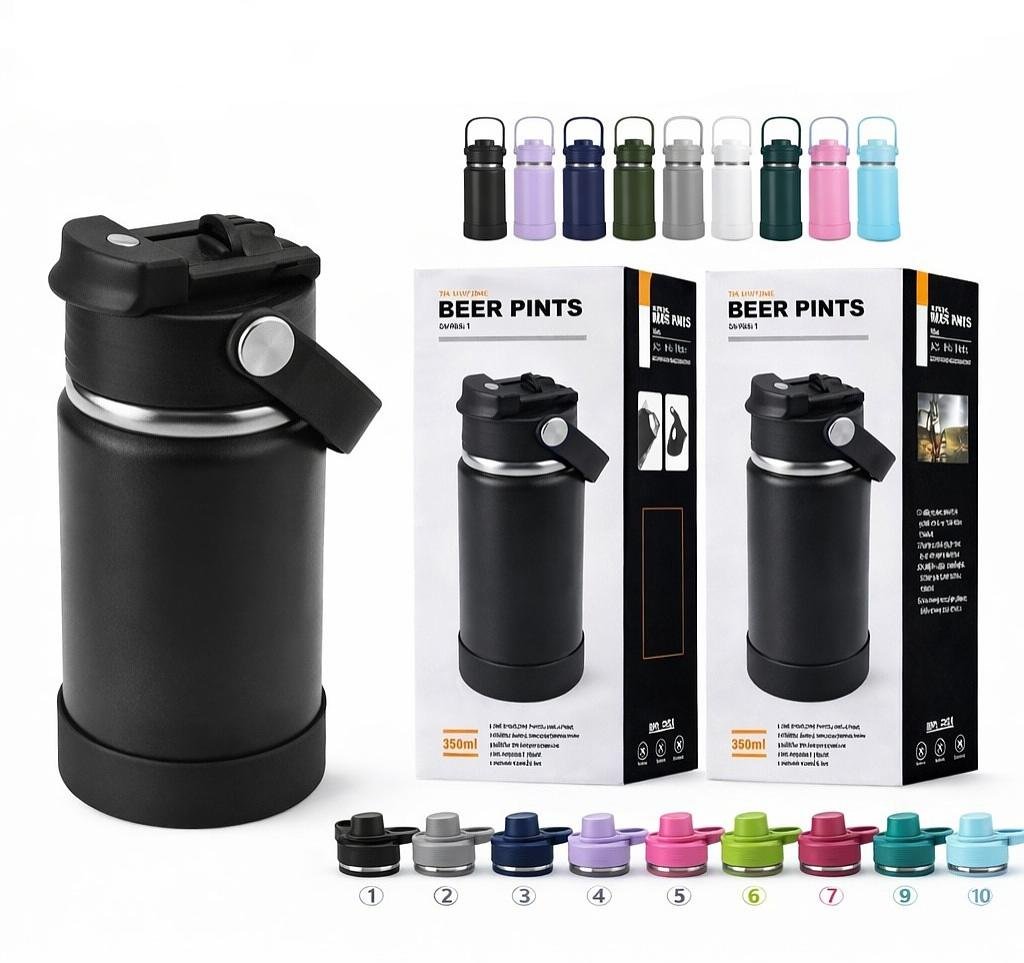 350ML - GARRAFA TERMICA COM 2 BICOS E BASE DE SILICONE -SEM LOGO - Imagem 3