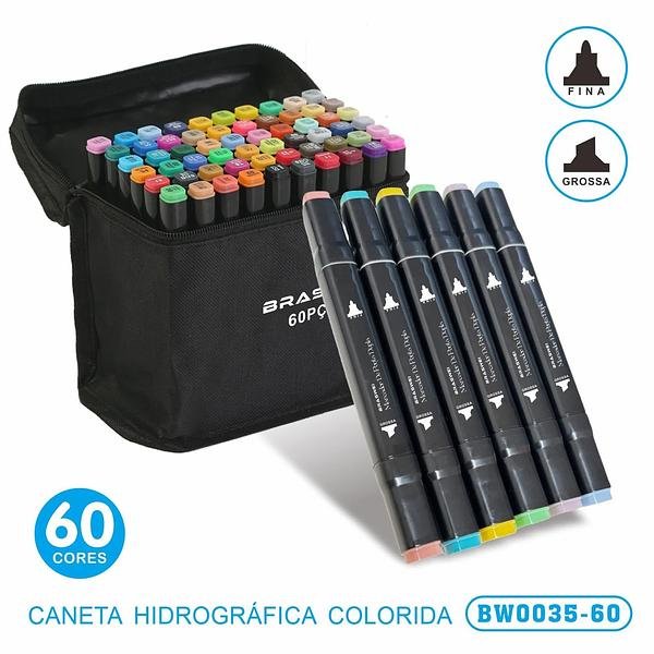 ESTOJO COM 60 CORES - CANETA HIDROGRÁFICA COLORIDA - Imagem 2