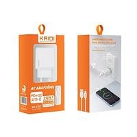 KAIDI - CARREGADOR COM FONTE USB A + USB C + CABO TC 20W - KD-670C - Imagem 3