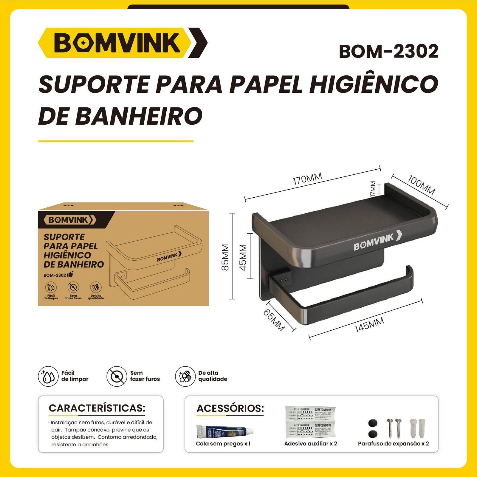 BOMVINK - SUPORTE DE PAPEL HIGIENICO PARA BANHEIRO - Imagem 3