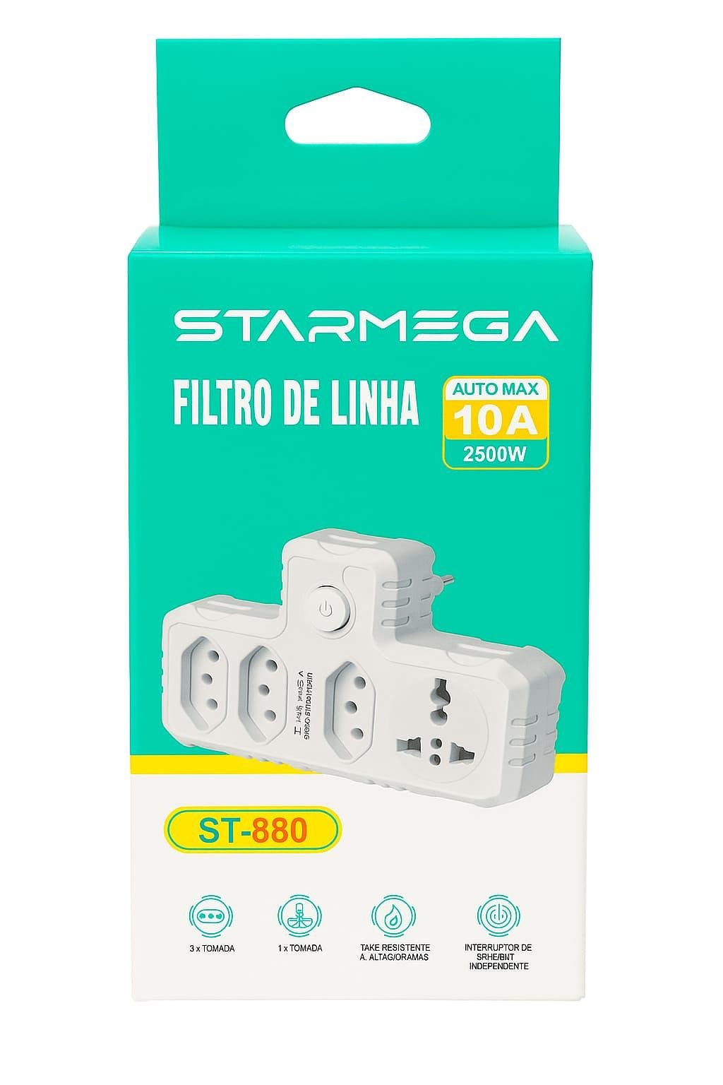 STARMEGA - FILTRO DE LINHA / EXTENSAO 4 TOMADAS USB 2.1A - ST-880 - Imagem 3