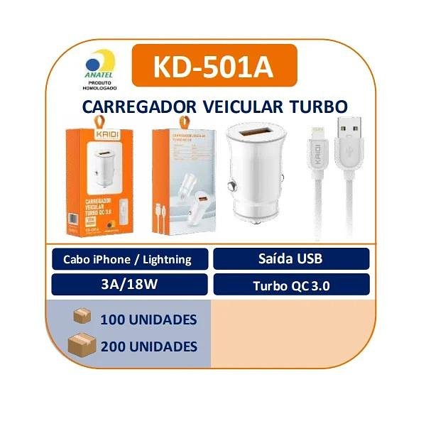 CARREGADOR VEICULAR KAIDI CARRO iOS - 501A - Imagem 5