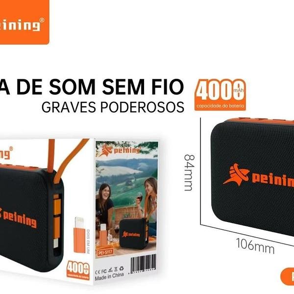 PEINING - CAIXA DE SOM E POWER BANK - PEI-S117 - Imagem 2
