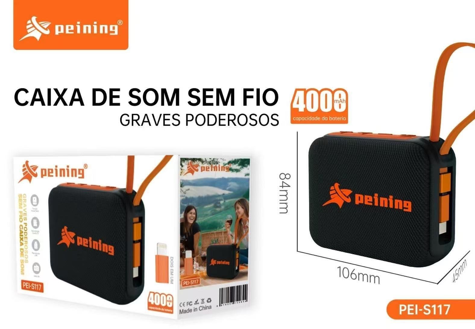 PEINING - CAIXA DE SOM E POWER BANK - PEI-S117 - Imagem 3