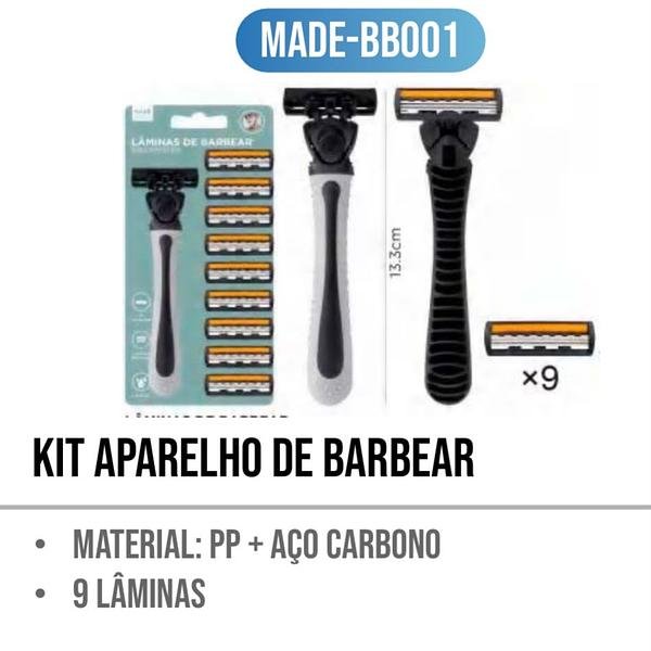 KIT APARELHO DE BARBEAR COM 9 LAMINAS - Imagem 2