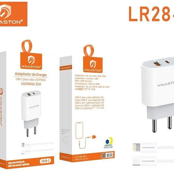 HMASTON - ADAPTADOR DE ENERGIA USB-C PARA CABO LIGHTNING 50W TC - iOS - LR28-2 - Imagem 2