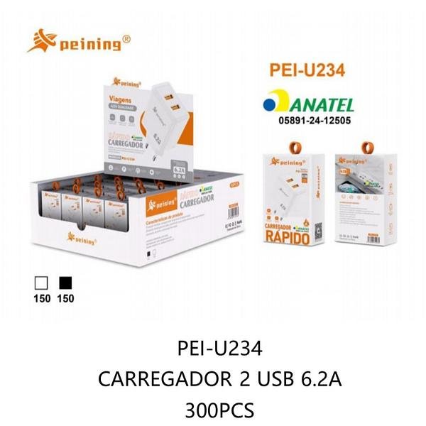 PEINING - FONTE/CARREGADOR RAPIDO 6.2A COM 2 USB - Imagem 2