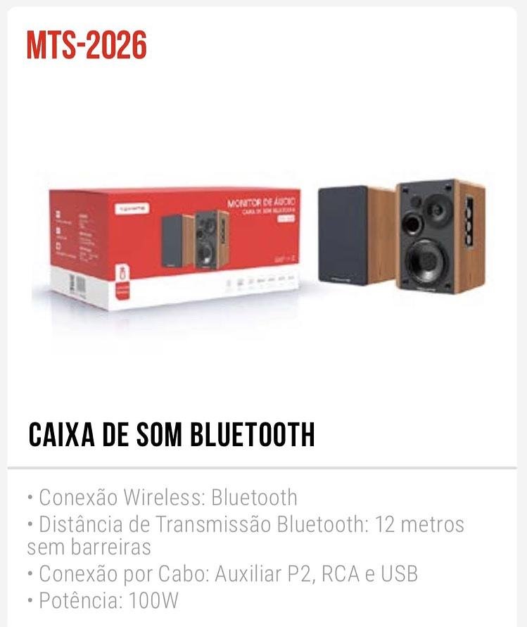 TOMATE - CAIXA DE SOM 100W ATIVA MONITOR BLUETOOTH ÓPTICO - MTS-2026 - Imagem 9