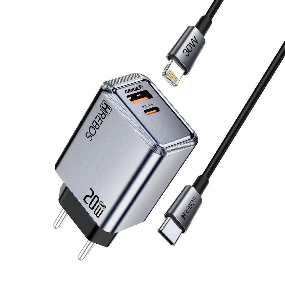 HREBOS - CARREGADOR 20W + CABO TYPE-C + LIGHTNING - Imagem 6