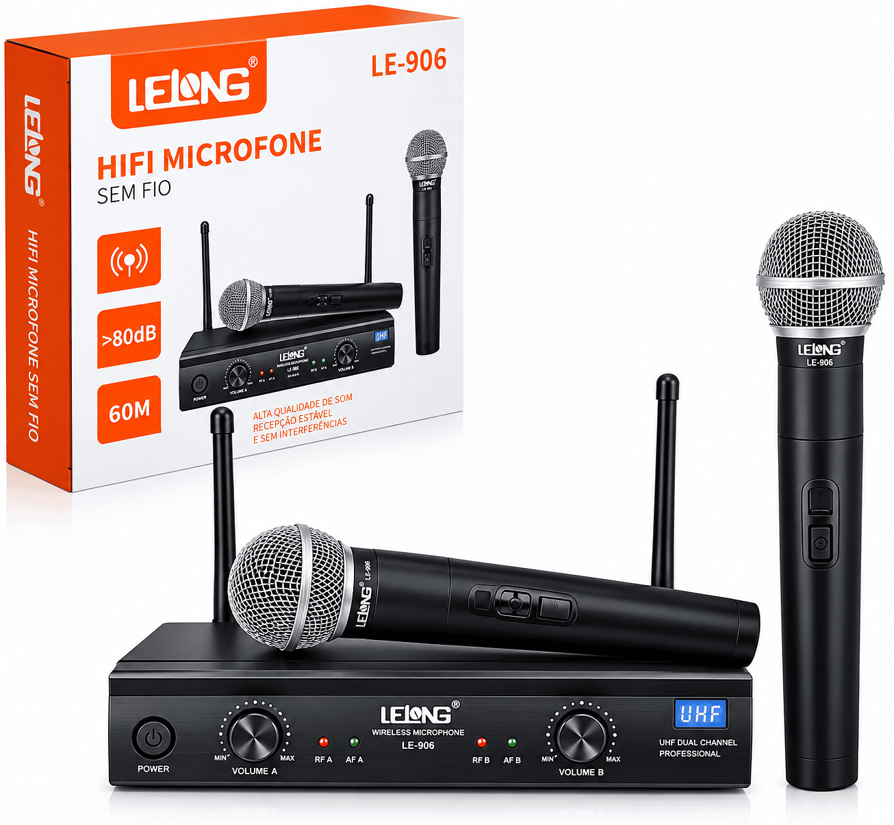 LELONG - MICROFONE DUPLO SEM FIO - LE-906 - Imagem 5