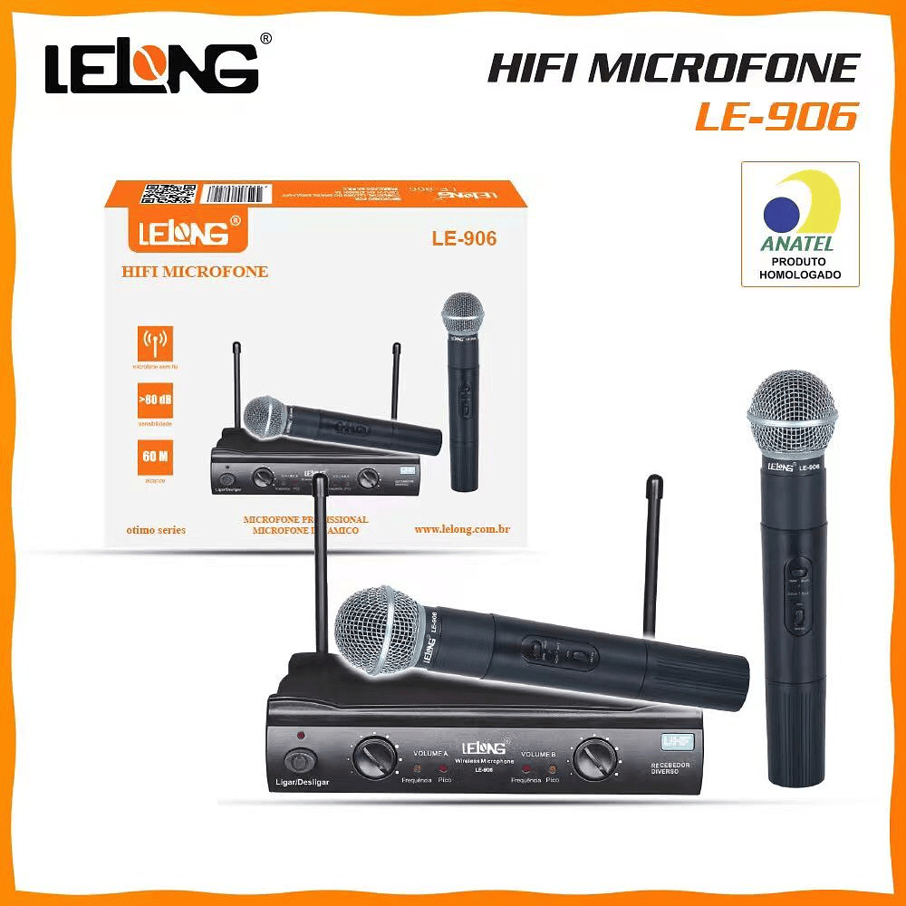 LELONG - MICROFONE DUPLO SEM FIO - LE-906 - Imagem 6