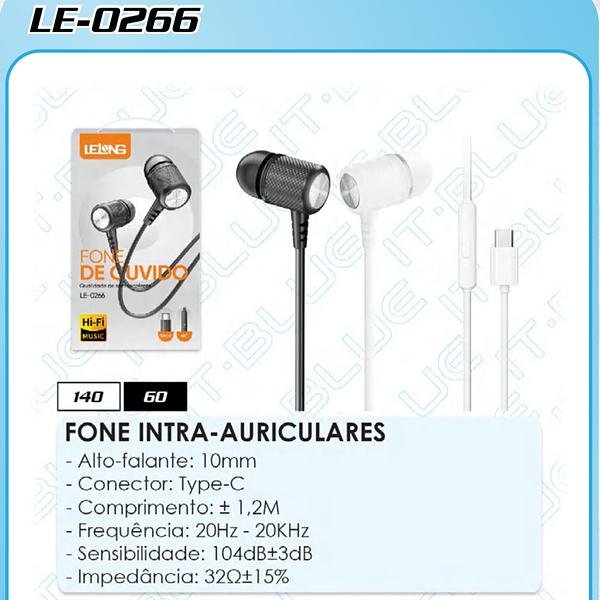 LELONG - FONE TC COM FIO INTRA AURICULAR COM BORRACHA - Imagem 2
