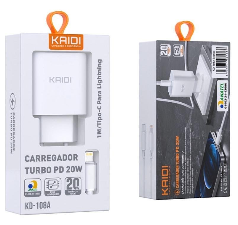 KAIDI - CARREGADOR TURBO 20W USB C - iOS - Imagem 3