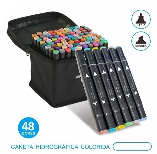 ESTOJO COM 48 CORES - CANETA HIDROGRÁFICA COLORIDA - Imagem 3