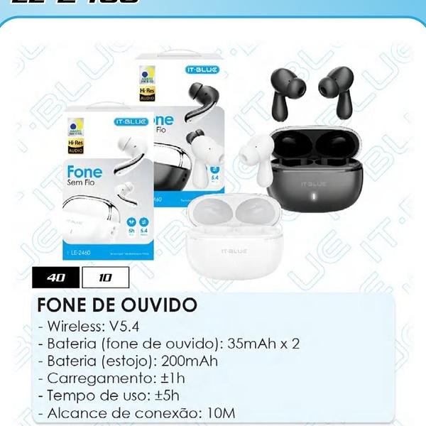 IT BLUE - FONE DE OUVIDO SEM FIO BT 5.4 COM BORRACHA 2460 - Imagem 2