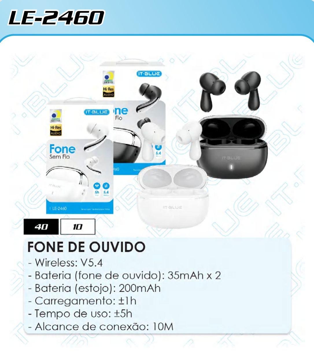 IT BLUE - FONE DE OUVIDO SEM FIO BT 5.4 COM BORRACHA 2460 - Imagem 5