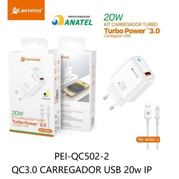 PEINING - CARREGADOR TURBO POWER 3.0 20W IOS - PEI-QC502-2 - Imagem 2