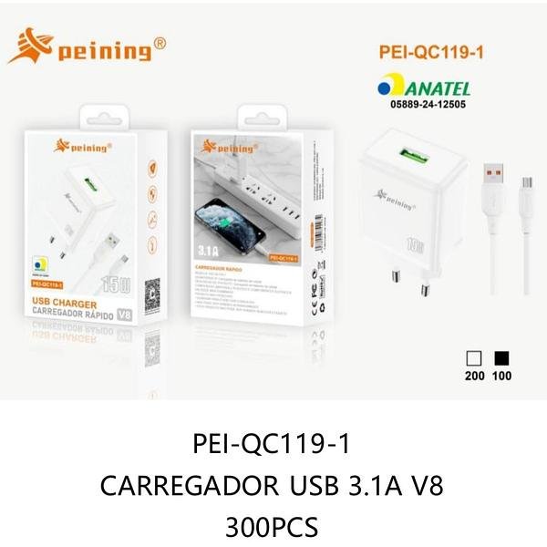 PEINING - CARREGADOR COMPLETO 15W RAPIDO V8 - Imagem 2