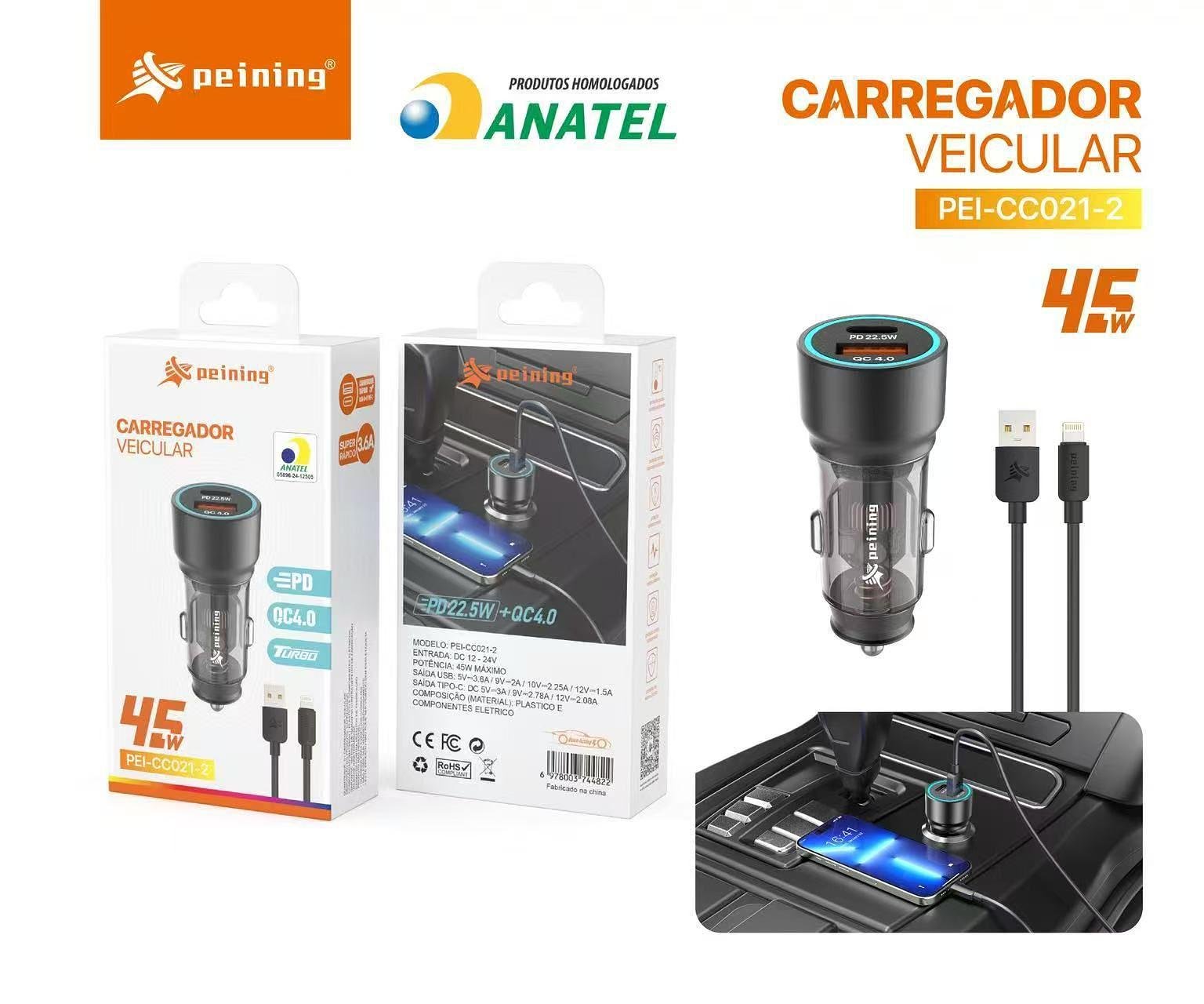 PENING - CARREGADOR VEICULAR UBS / iOS - CC021-2 - Imagem 3