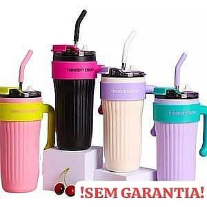 CANECA INOX CJ 860ML COM CANUDO DE METAL - SEM GARANTIA -SEM LOGO - Imagem 6